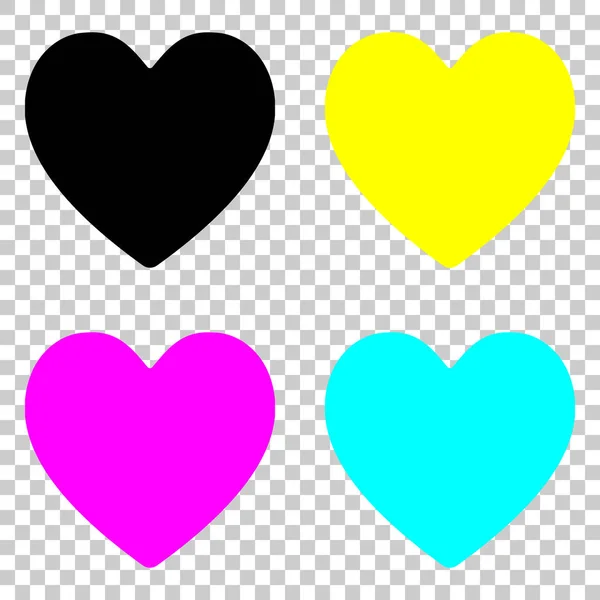 Icône Coeur Simple Ensemble Coloré Icônes Cmyk Sur Fond Transparent — Image vectorielle