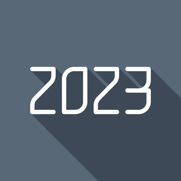 Icône Numéro 2023 Bonne Année Icône Plate Blanche Avec Ombre — Image vectorielle