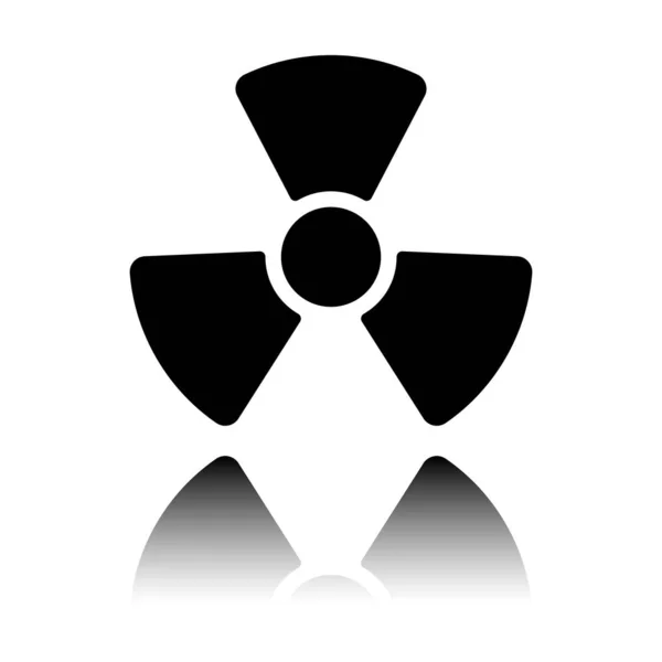 Strahlung Einfaches Symbol Radioaktivität Schwarzes Symbol Mit Spiegelreflexion Auf Weißem — Stockvektor