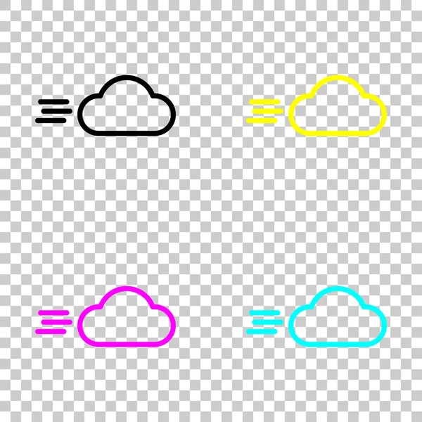Rüzgarlı simgesi. Doğrusal, ince anahat. Cmyk simgeleri şeffaf arka plan üzerinde renkli dizi