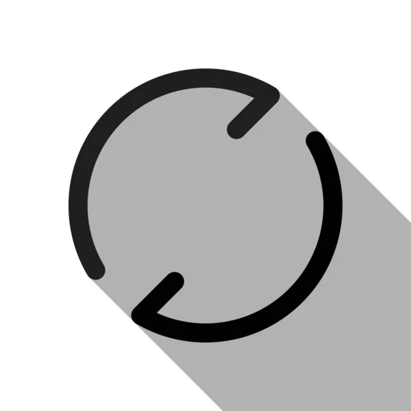 简单的箭头 重新加载 导航图标 简单的箭头 导航图标 带有细线的线性符号 一行样式 白色背景上有长阴影的黑色物体 — 图库矢量图片