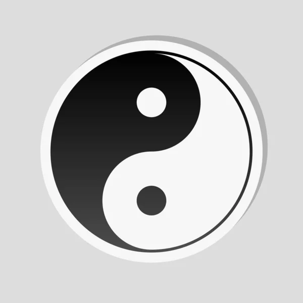Yin Yan Symbol Styl Naklejki Białym Obramowaniem Prosty Cień Szarym — Wektor stockowy