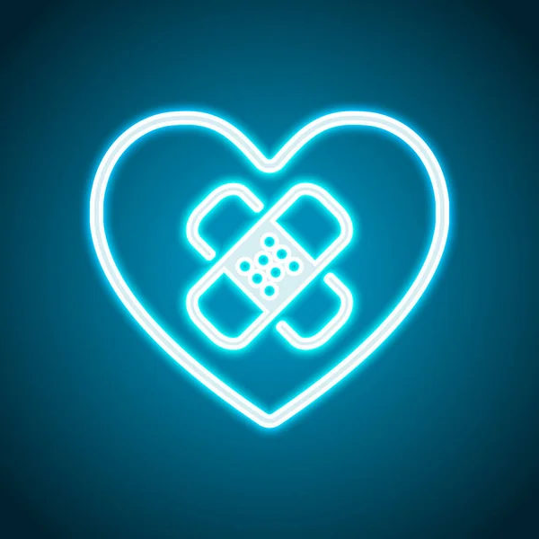 Broken Heart Patch Simple Single Icon Neon Style Light Decoration — Stock Vector