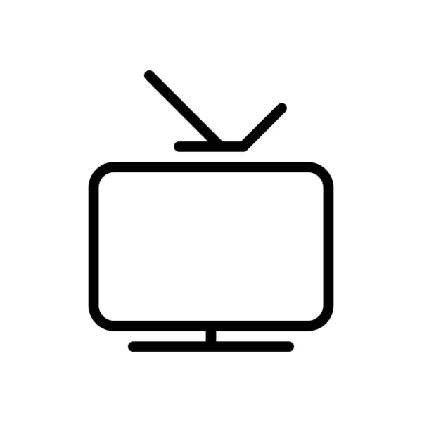 智能电视模拟电视媒体的线性轮廓图标 白色背景上的黑色图标 — 图库矢量图片