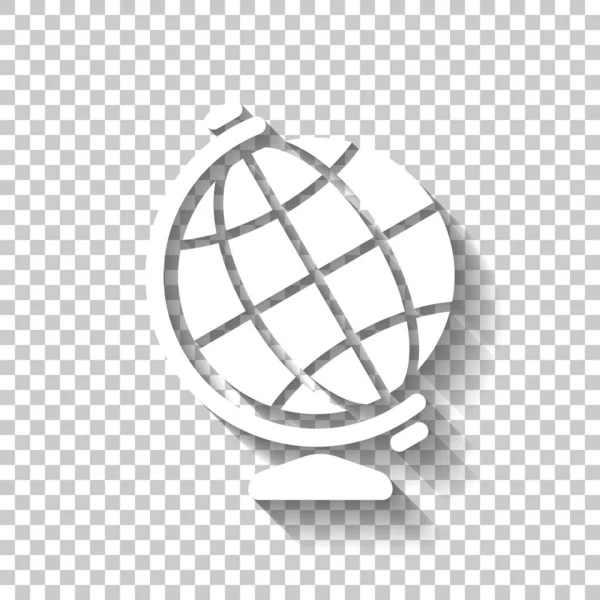 Basit küre sembolü. Gölge şeffaf arka plan üzerinde beyaz simgesi