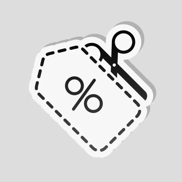 Schere Und Verkaufsetikett Einfaches Symbol Sticker Stil Mit Weißem Rand — Stockvektor