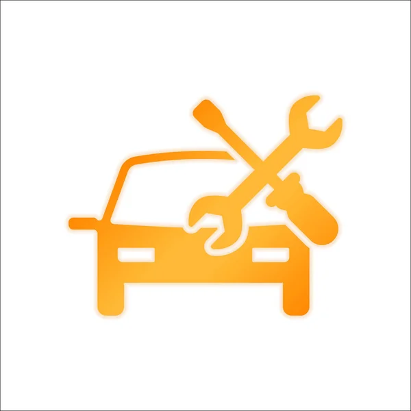Araba Servisi Onarım Aracı Düzeltmek Portakal Işareti Beyaz Arka Plan — Stok Vektör