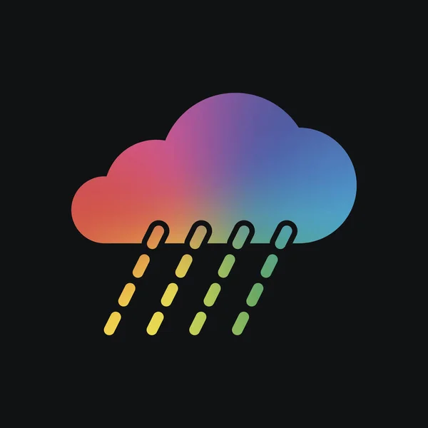 Regen Pictogram Van Het Weer Regenboog Kleur Donkere Achtergrond — Stockvector