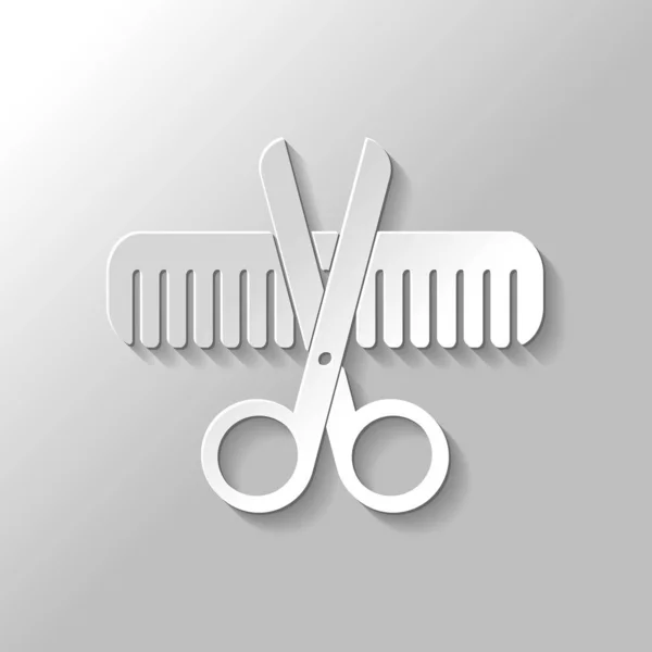 Makas Saç Fırçası Berberin Çapraz Araçlar Kağıt Tarzı Ile Gölge — Stok Vektör