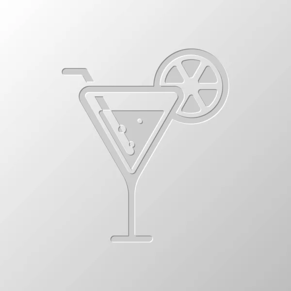 鸡尾酒 简单的剪影 纸张设计 切割的符号 — 图库矢量图片