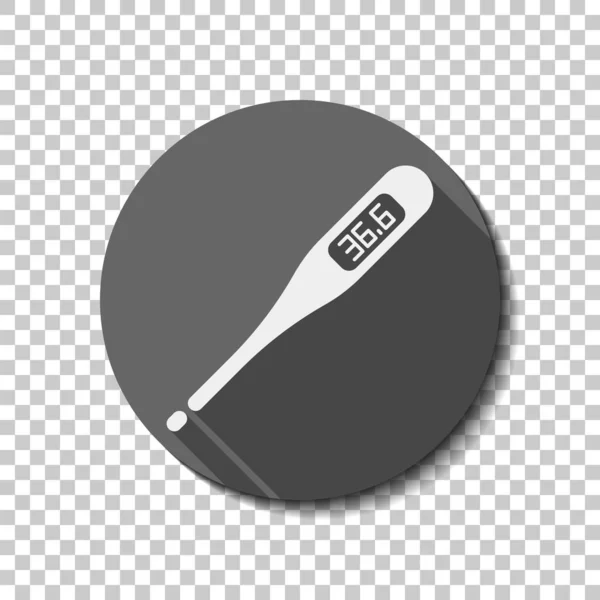 Electronic Medical Thermometer Body Flat Icon Long Shadow Circle Transparent — Stock Vector