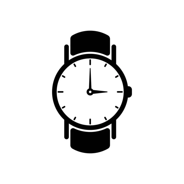 Reloj Mano Clásico Con Flechas Icono Negro Sobre Fondo Blanco — Archivo Imágenes Vectoriales