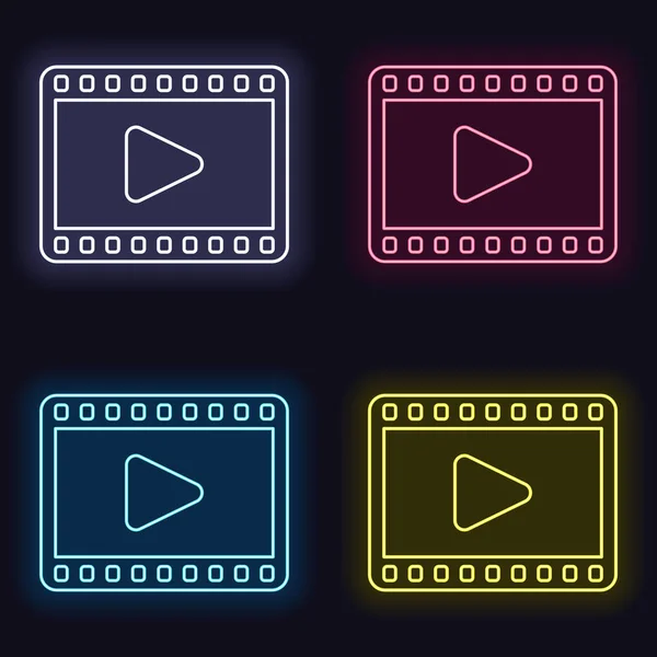 video icon. Set of fashion neon sign. Casino style on dark background. Seamless pattern