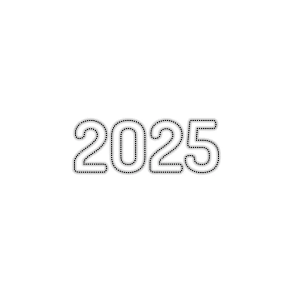 Ikon Nomor 2025 Selamat Tahun Baru Garis Luar Siluet Dengan - Stok Vektor