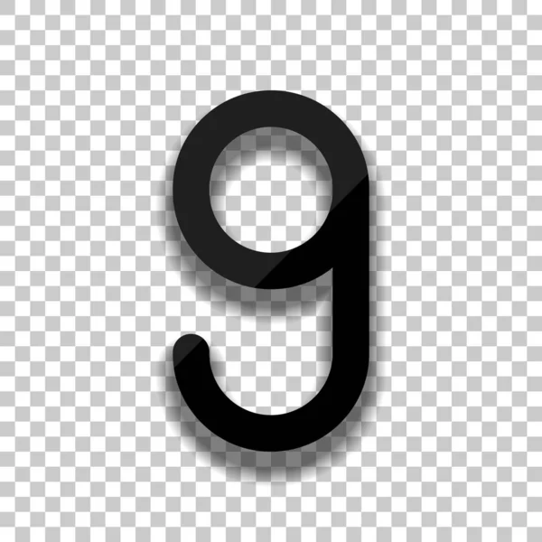 Número Nueve Número Letra Simple Icono Vidrio Negro Con Sombra — Archivo Imágenes Vectoriales