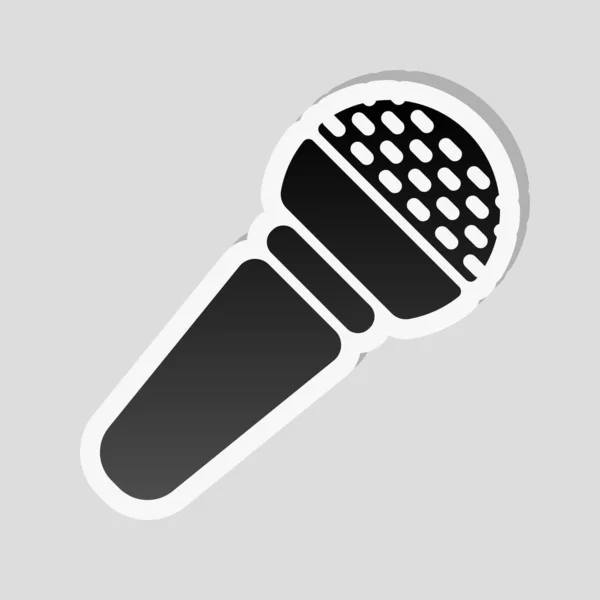 Tangan Ikon Mikrofon Gaya Stiker Dengan Batas Putih Dan Bayangan - Stok Vektor