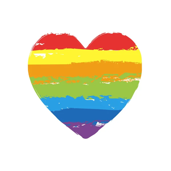 Simple Heart Icon Drawing Sign Lgbt Style Seven Colors Rainbow — Stock Vector