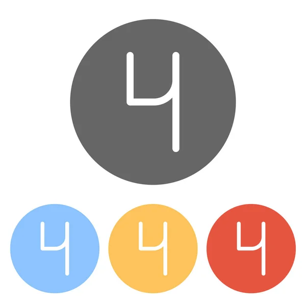Αριθμητικό Αριθμός Τέταρτο Σετ Λευκά Εικονίδια Στο Χρωματιστοί Κύκλοι — Διανυσματικό Αρχείο