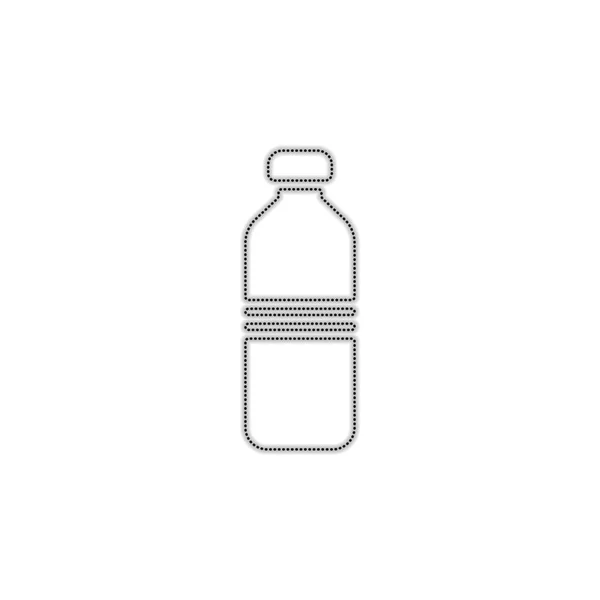 Fles Water Eenvoudige Pictogram Gestippelde Omtrek Silhouet Met Schaduw Witte — Stockvector