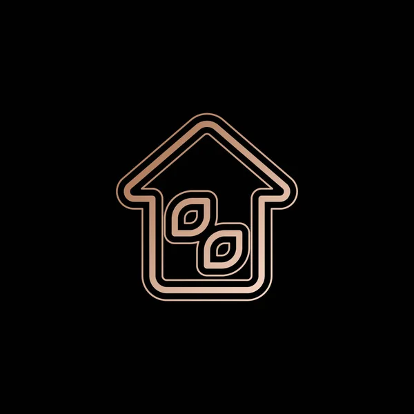 Einfaches Haussymbol Lineares Symbol Mit Dünnem Umriss Rotgold Stil Auf — Stockvektor
