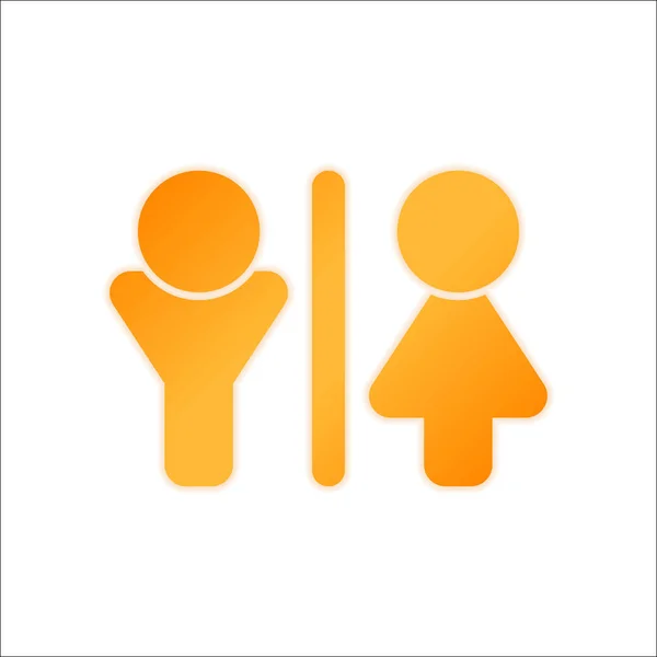 Значок Туалета Знак Мужчины Женщины Оранжевый Знак Низким Освещением Белом — стоковый вектор