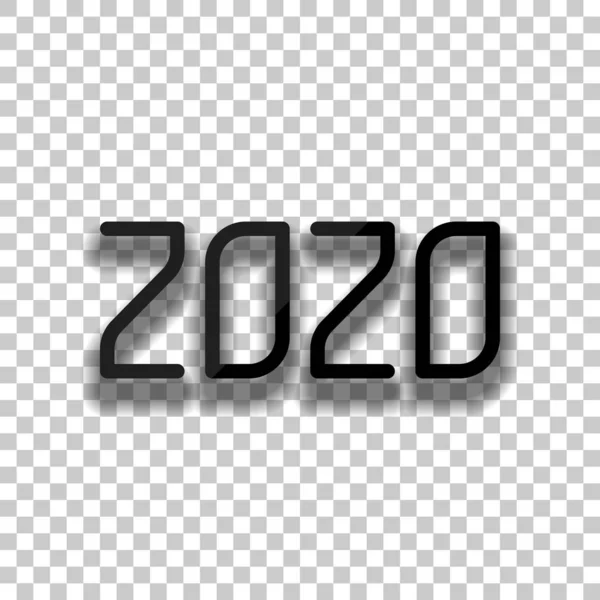 2020 数字アイコン 明けましておめでとう 透明な背景のソフトな影と黒いガラス アイコン — ストックベクタ