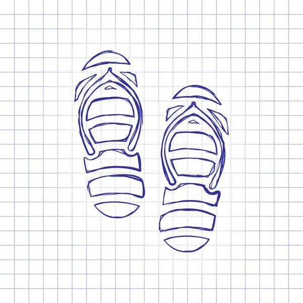 Des Chaussons Plage Flip Flops Icône Image Dessinée Main Sur — Image vectorielle