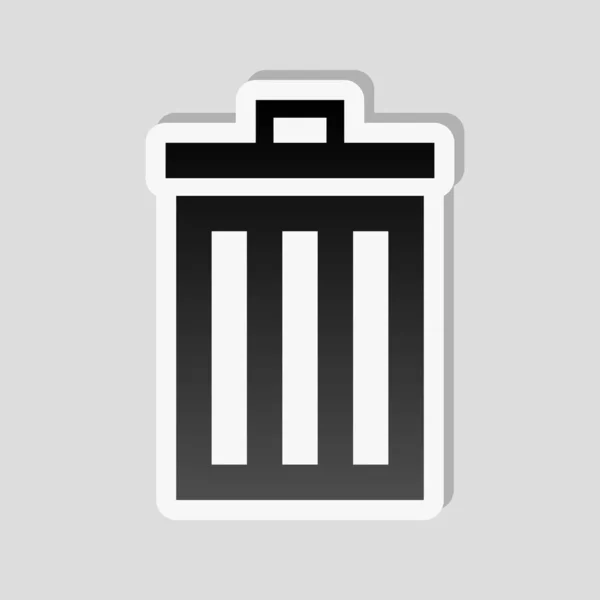 Mülleimer Einfaches Symbol Sticker Stil Mit Weißem Rand Und Schlichtem — Stockvektor