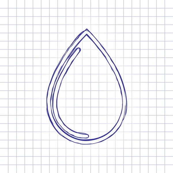 Wassertropfen Symbol Handgezeichnetes Bild Auf Papierblatt Blaue Tinte Skizzenstil Doodle — Stockvektor
