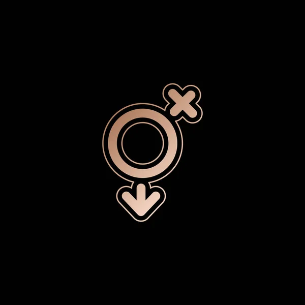 Gender Symbol Linear Symbol Simple Transgender Icon Red Gold Style — Stock Vector