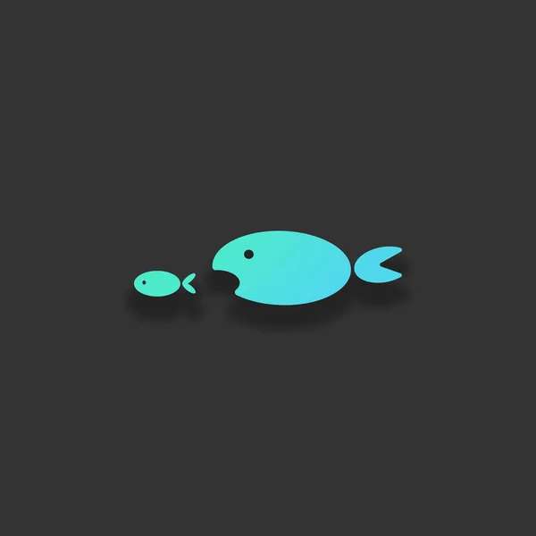 Poisson Mangeant Poing Concept Logo Coloré Avec Ombre Douce Sur — Image vectorielle