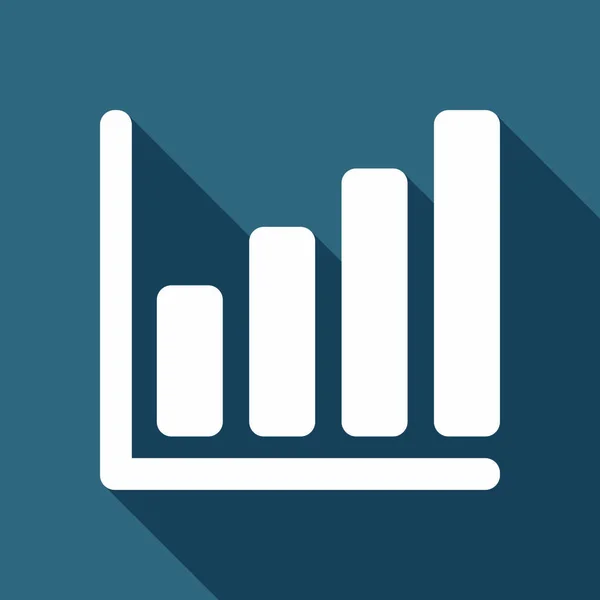 Växande Graph Rad Ikon Vit Platt Ikon Med Långa Skugga — Stock vektor