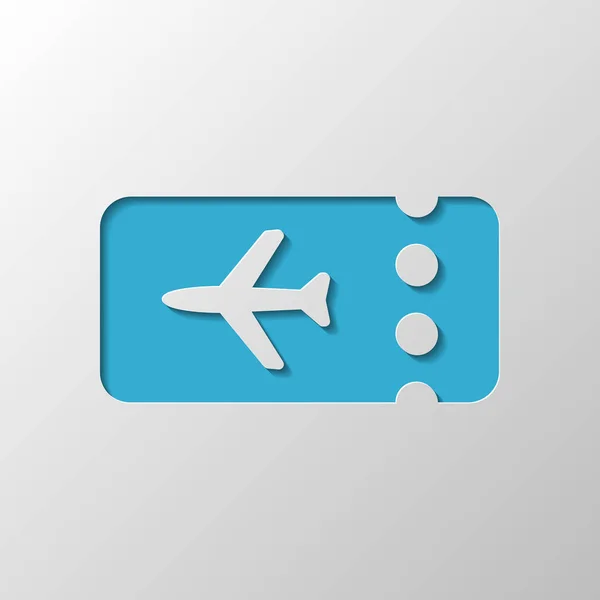 Icono Avión Billete Simple Tarjeta Blanco Diseño Papel Símbolo Cortado — Vector de stock
