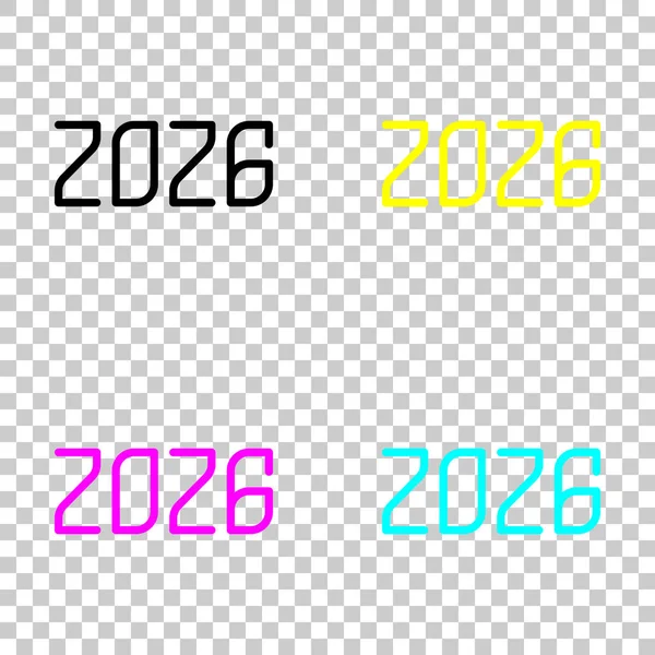 2026 Número Icono Feliz Año Nuevo Conjunto Coloreado Iconos Cmyk — Vector de stock
