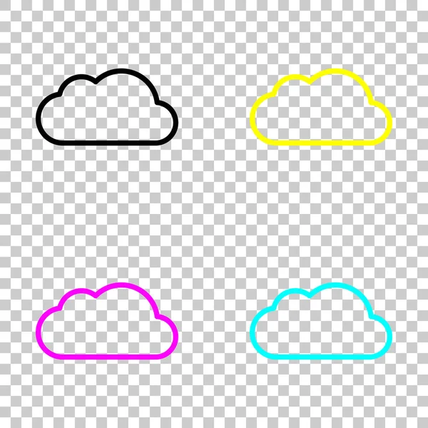 Απλή Σύννεφο Γραμμικό Σύμβολο Λεπτό Περίγραμμα Έγχρωμο Σετ Εικόνες Cmyk — Διανυσματικό Αρχείο