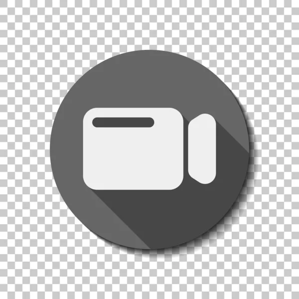 Icono Cámara Vídeo Simple Icono Plano Sombra Larga Círculo Rejilla — Vector de stock