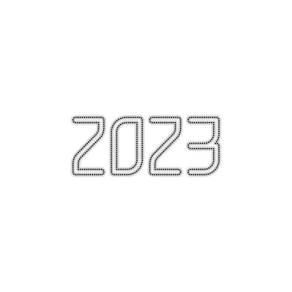 Icône Numéro 2023 Bonne Année Silhouette Contour Pointillé Avec Ombre — Image vectorielle
