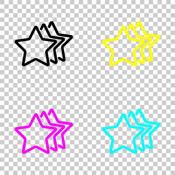 Звёзды Оценивают Икону Цветной Набор Иконок Cmyk Прозрачном Фоне — стоковый вектор