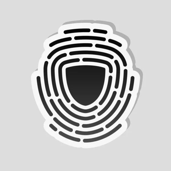 Escudo Huella Digital Logo Proteger Identificación Privada Icono Seguridad Estilo — Vector de stock