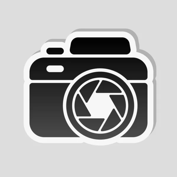 Fotokamera Mit Verschluss Einfaches Symbol Sticker Stil Mit Weißem Rand — Stockvektor