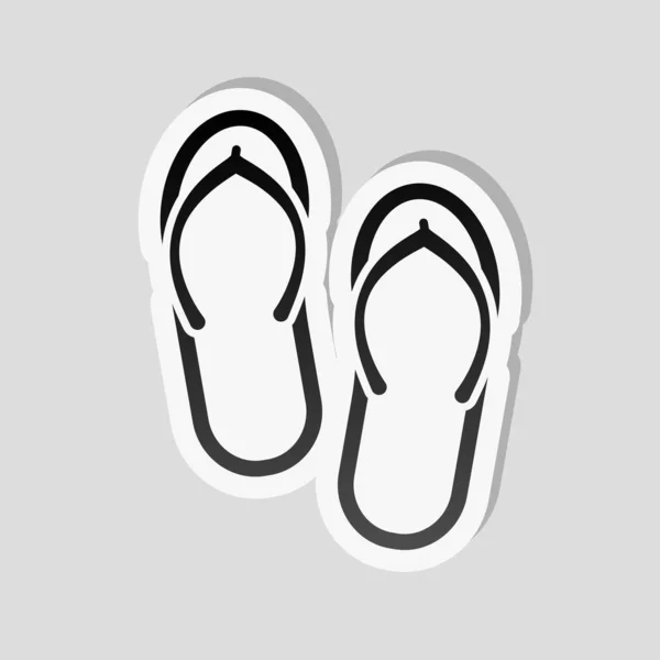 Beach Slippers Flip Flops Icon Sticker Style White Border Simple — Stock Vector