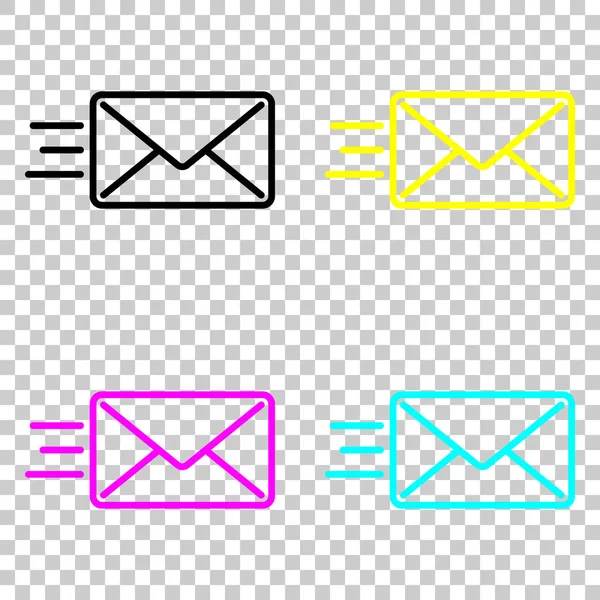 Mail Symbol Senden Sms Linie Farbige Reihe Von Cmyk Symbolen — Stockvektor