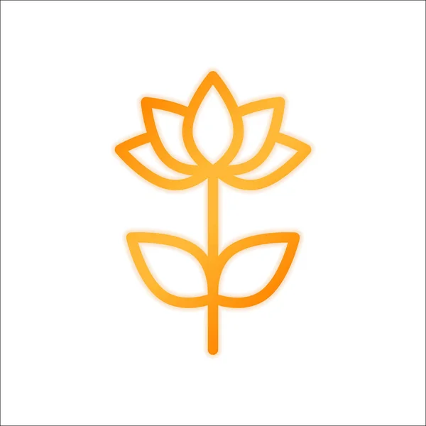 Símbolo Flor Simple Icono Lineal Signo Naranja Con Poca Luz — Vector de stock