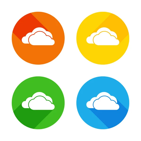 Het Pictogram Van Het Bewolkt Weer Plat Wit Pictogram Gekleurde — Stockvector