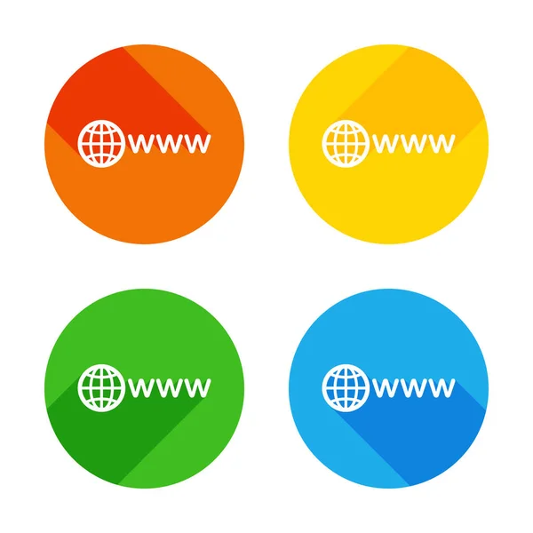 Symbol För Internet Med Globe Och Www Flat Vit Ikon — Stock vektor