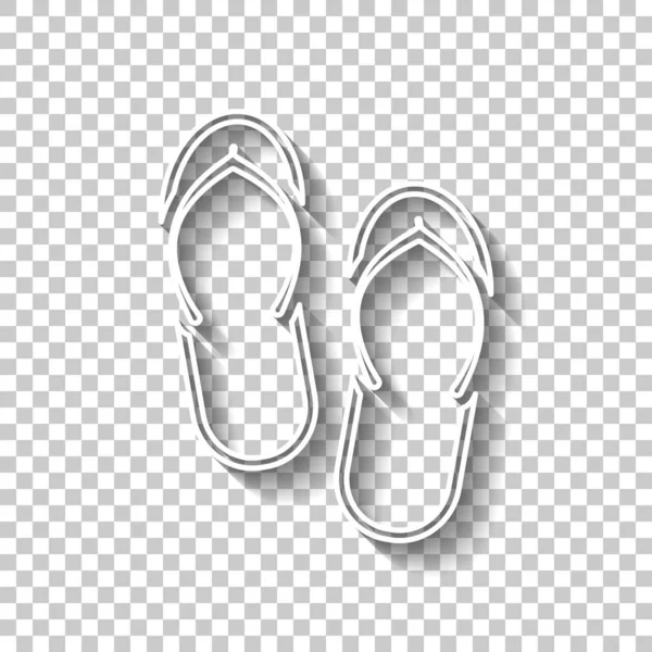 Des Chaussons Plage Flip Flops Icône Signe Contour Blanc Avec — Image vectorielle
