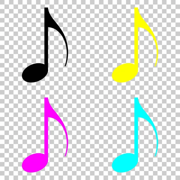 Icono Nota Musical Conjunto Coloreado Iconos Cmyk Sobre Fondo Transparente — Vector de stock