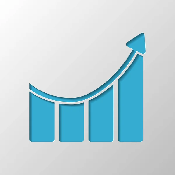 Çubuk Grafiği Yükselen Simgesi Ile Büyüyor Kağıt Tasarımı Gölge Ile — Stok Vektör