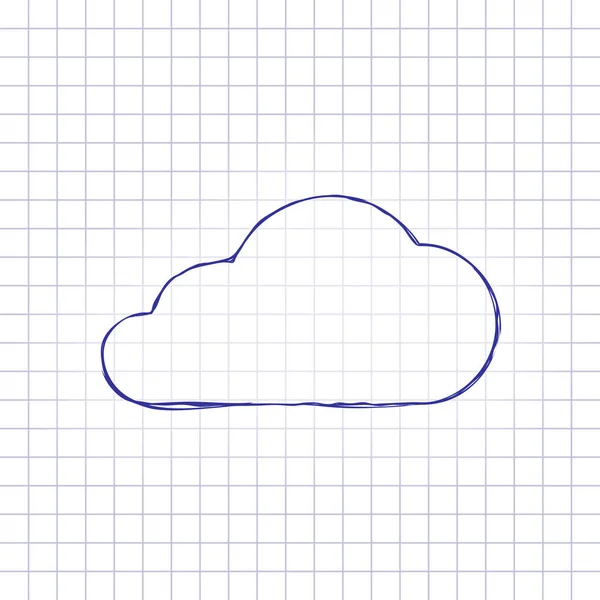 Cloud Icon Hand Drawn Picture Paper Sheet Blue Ink Outline — Stock Vector