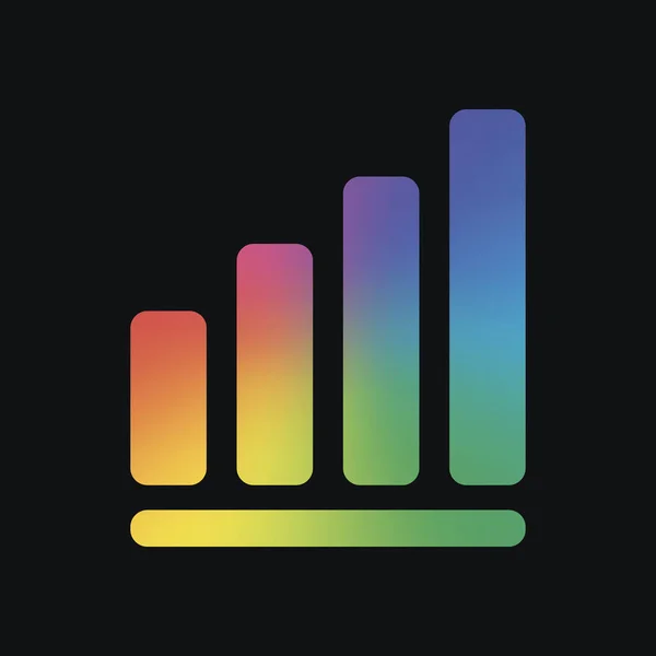 Wachsende Graphenzeilensymbol Regenbogenfarbe Und Dunkler Hintergrund — Stockvektor
